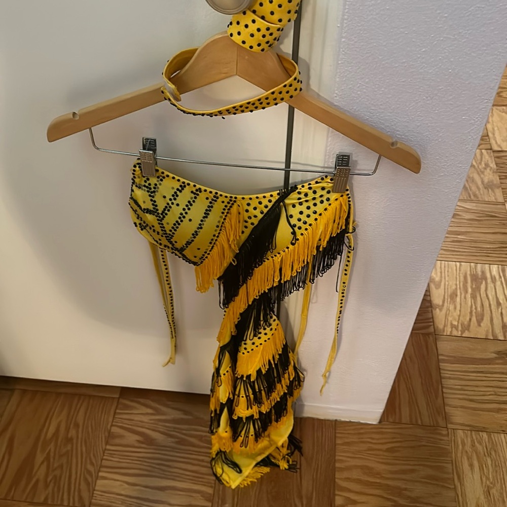 Latin dance dress yellow and black